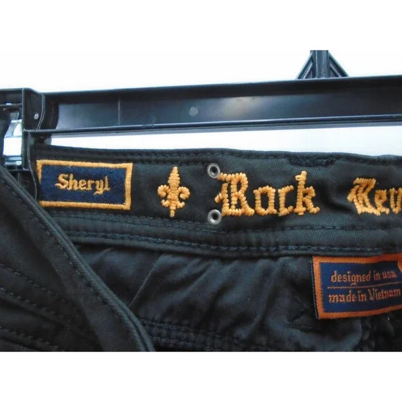 Rock Revival Sheryl Jeans Women 28 (31x32) Black Skinny Moto Biker Stretch Pants - Picture 3 of 15